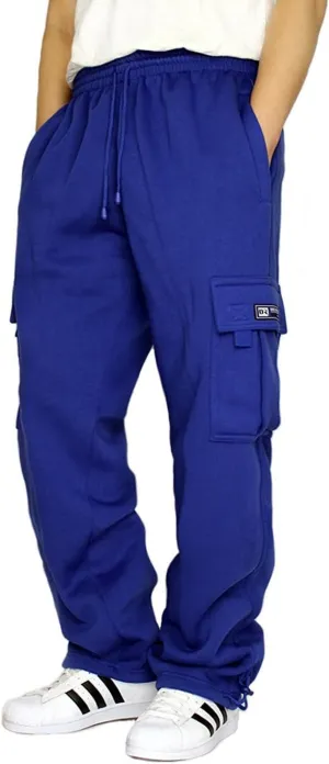 DREAM USA Men's Heavyweight Fleece Cargo Sweatpants