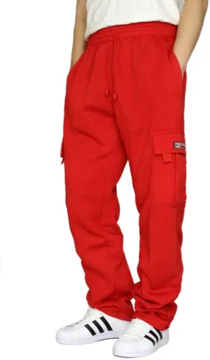 DREAM USA Men's Heavyweight Fleece Cargo Sweatpants
