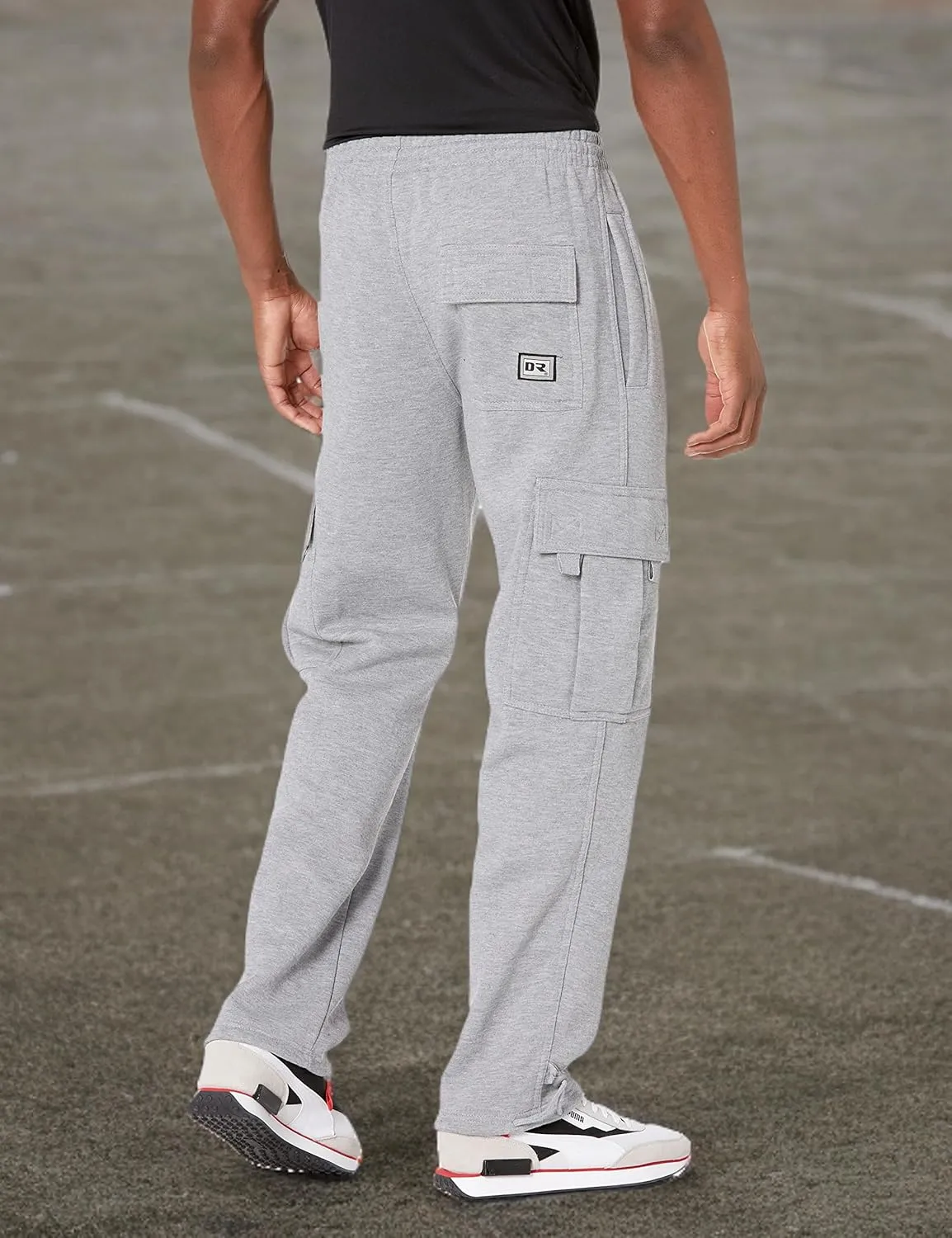 DREAM USA Men's Heavyweight Fleece Cargo Sweatpants