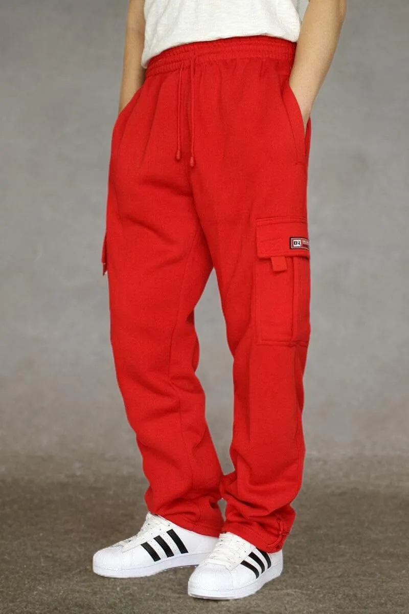 DREAM USA Men's Heavyweight Fleece Cargo Sweatpants