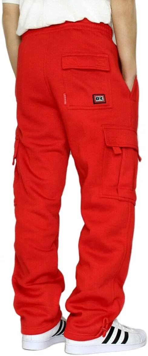 DREAM USA Men's Heavyweight Fleece Cargo Sweatpants
