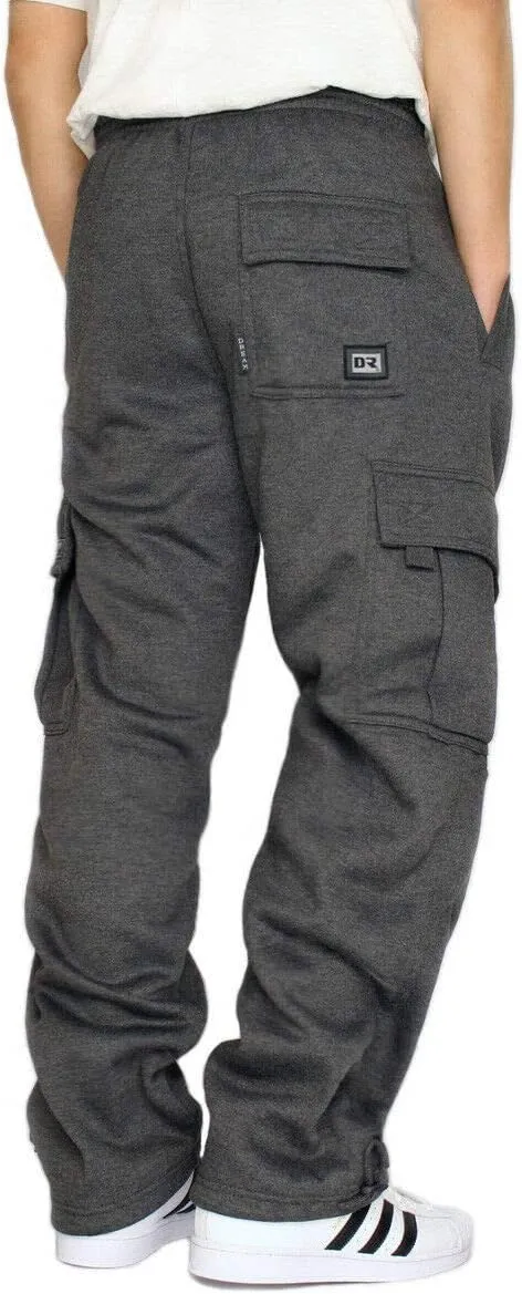 DREAM USA Men's Heavyweight Fleece Cargo Sweatpants