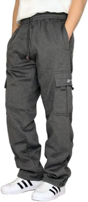 DREAM USA Men's Heavyweight Fleece Cargo Sweatpants