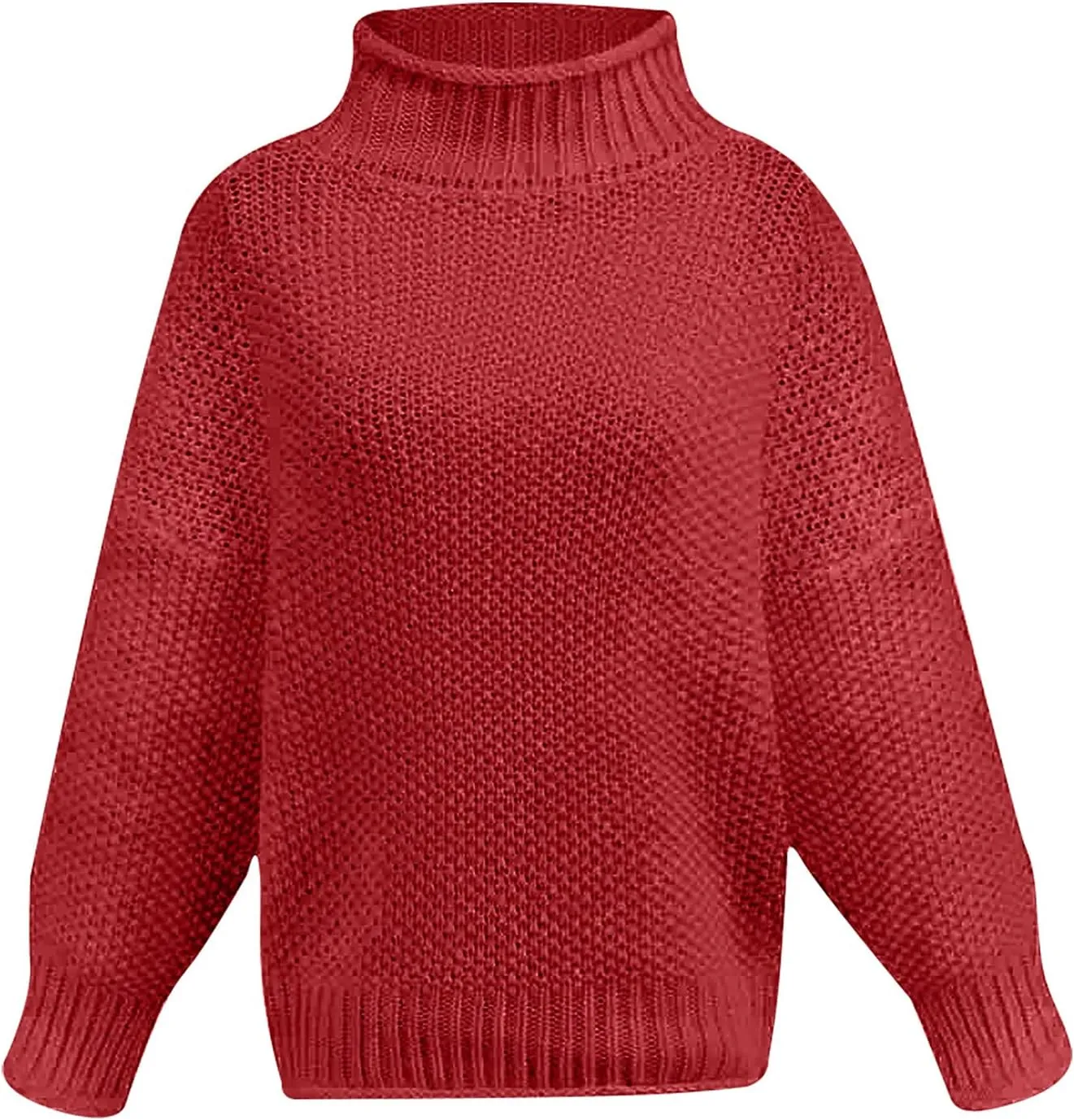 Fall Sweaters for Women Trendy Turtleneck Oversized Batwing Long Sleeve Pullover Loose Casual Chunky Knit Jumper