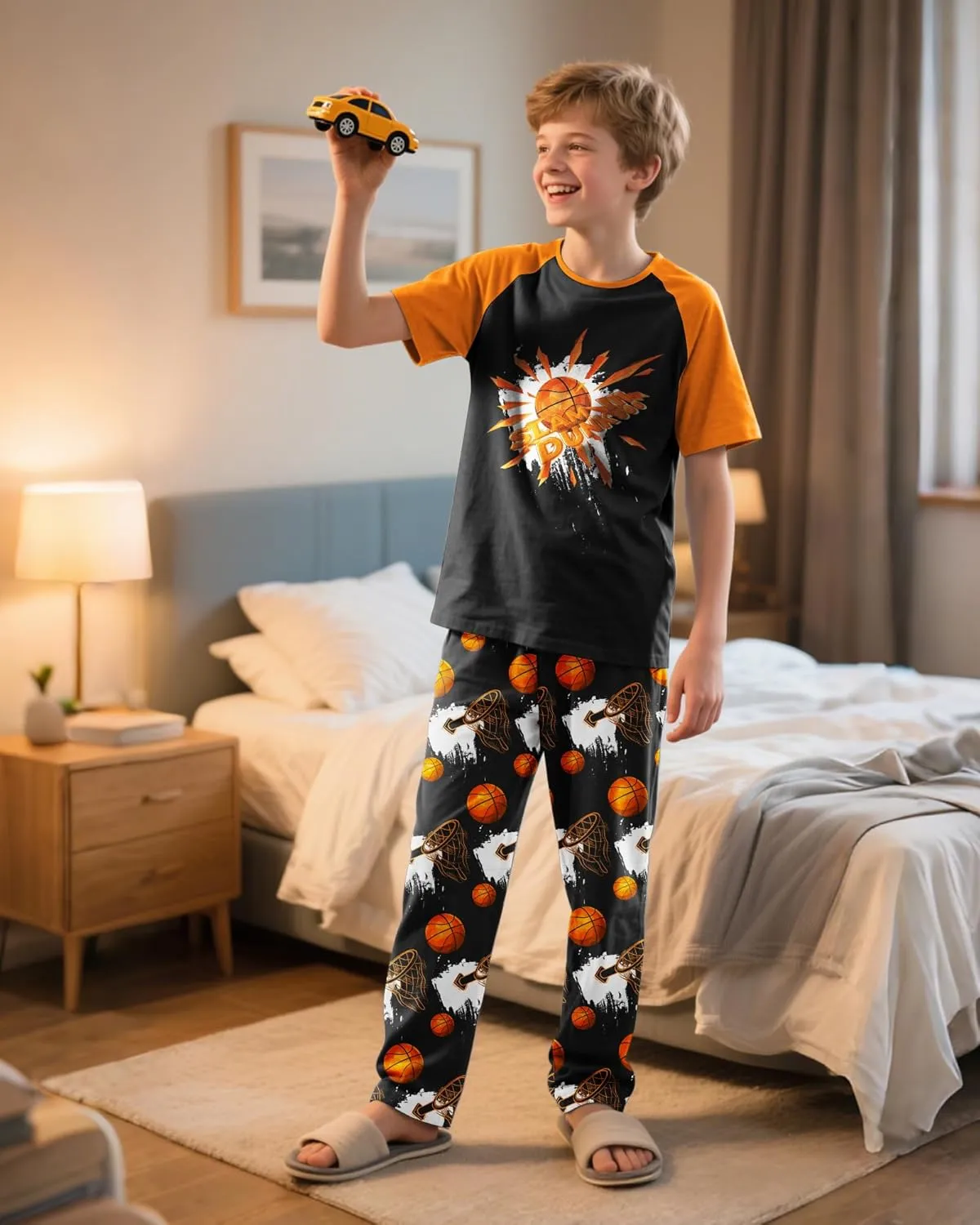 Fiodrimy Boys Pajamas Little Big Boys Short Sleeves and Pants Pajamas 2-Piece Pjs Set Kids Sleepwear Size 8-14