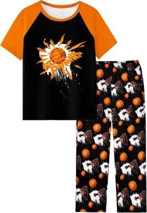 Fiodrimy Boys Pajamas Little Big Boys Short Sleeves and Pants Pajamas 2-Piece Pjs Set Kids Sleepwear Size 8-14