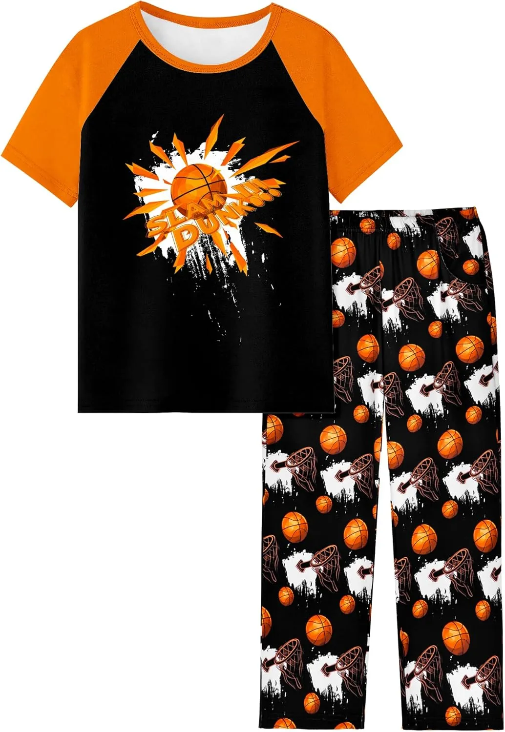 Fiodrimy Boys Pajamas Little Big Boys Short Sleeves and Pants Pajamas 2-Piece Pjs Set Kids Sleepwear Size 8-14