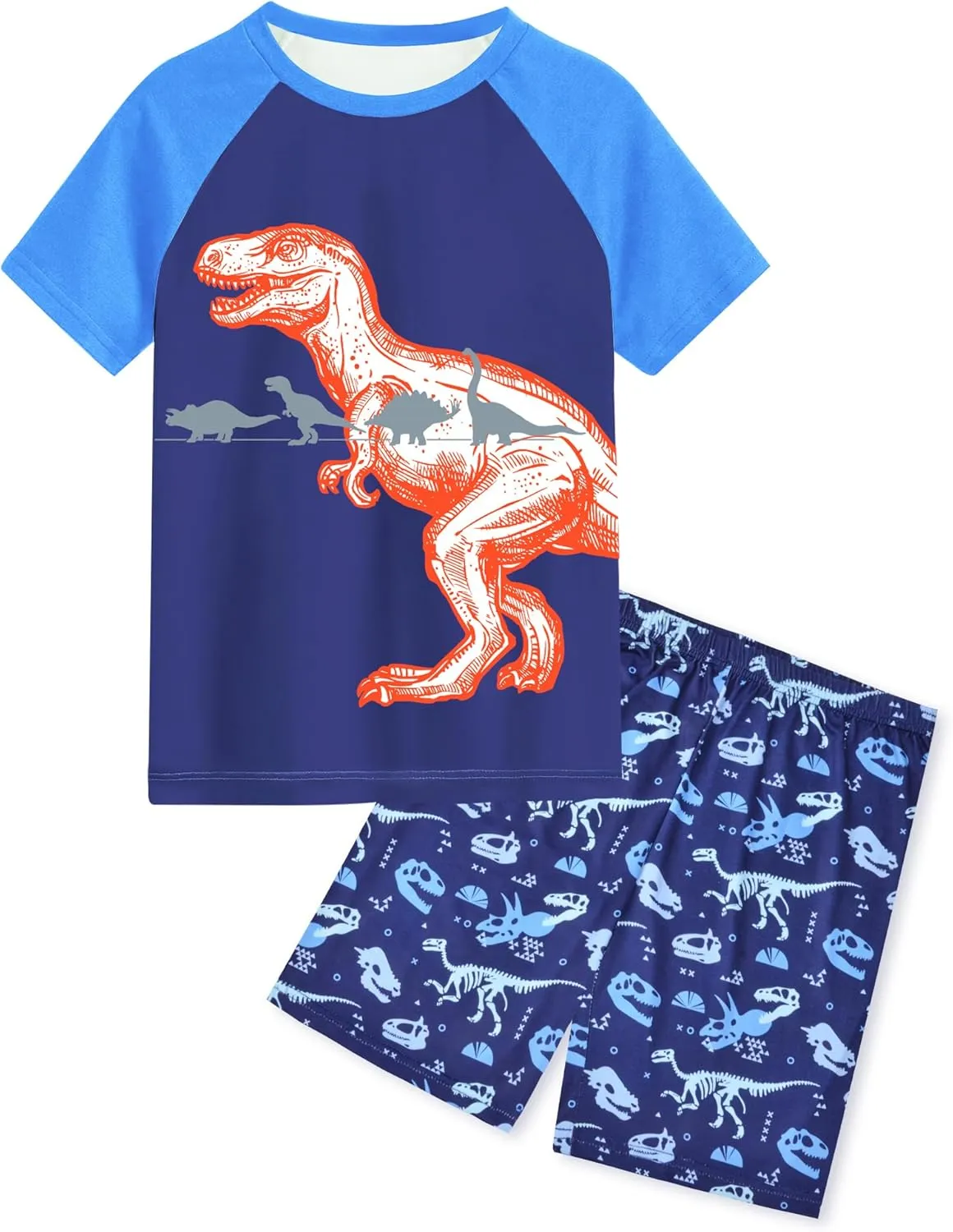 Fiodrimy Boys Pajamas Toddler Boys Summer Pajamas Dinosaur 2 Piece Short Sleeves Boy Pjs Kids Sleepwear Size 3-8 Years