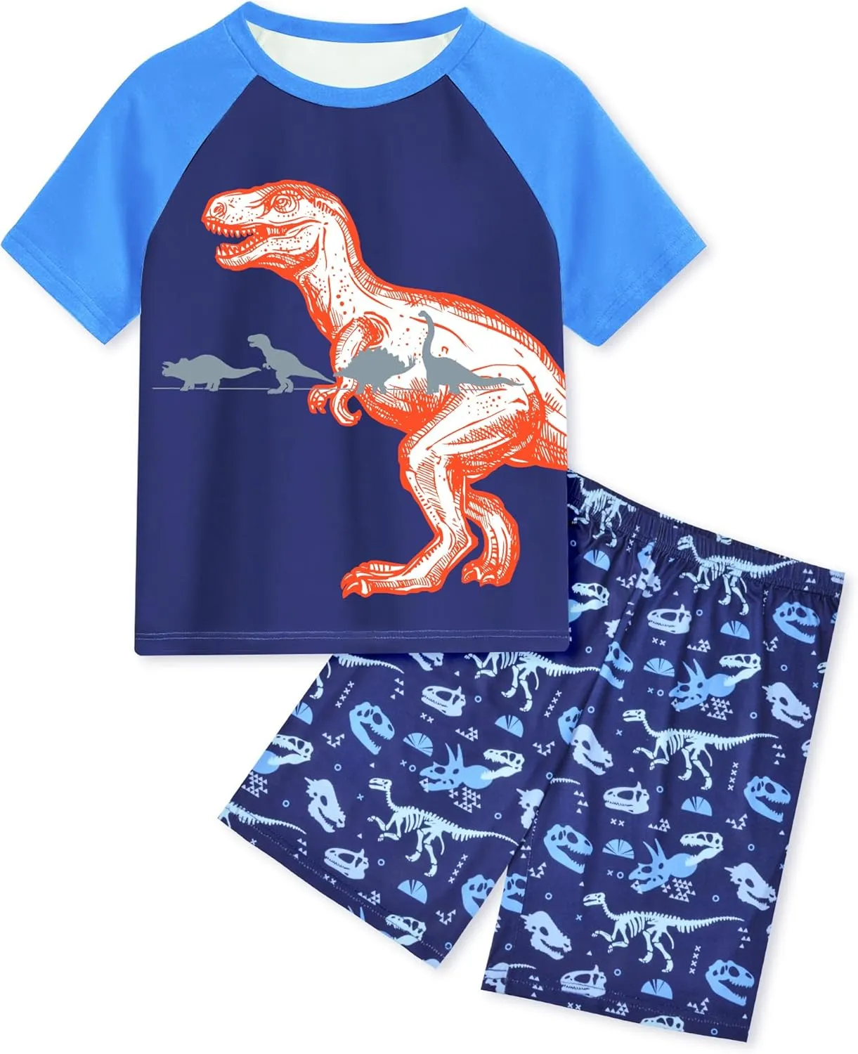 Fiodrimy Boys Pajamas Toddler Boys Summer Pajamas Dinosaur 2 Piece Short Sleeves Boy Pjs Kids Sleepwear Size 3-8 Years