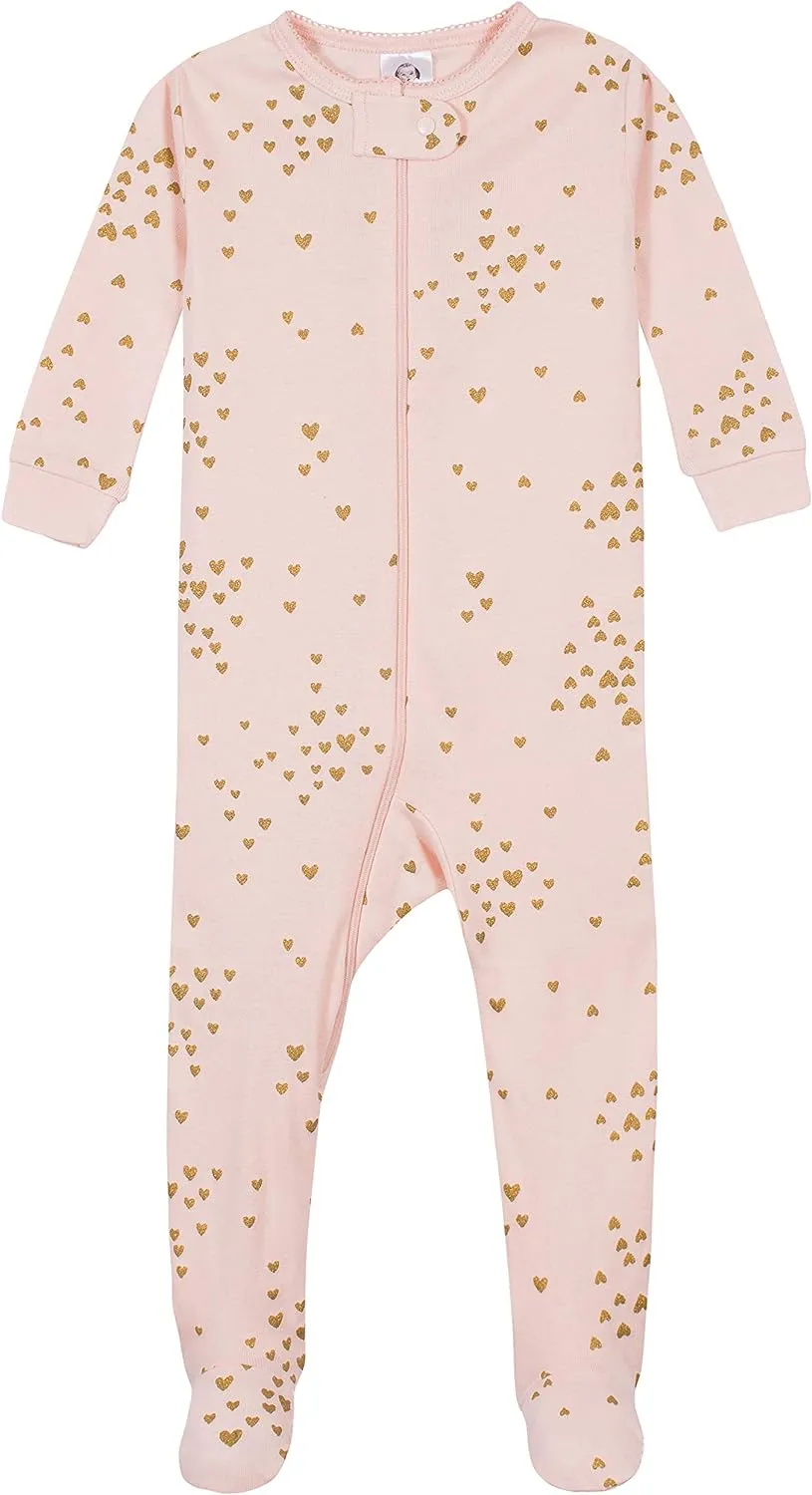 Gerber Baby Girls' 2-Pack Footed Pajamas