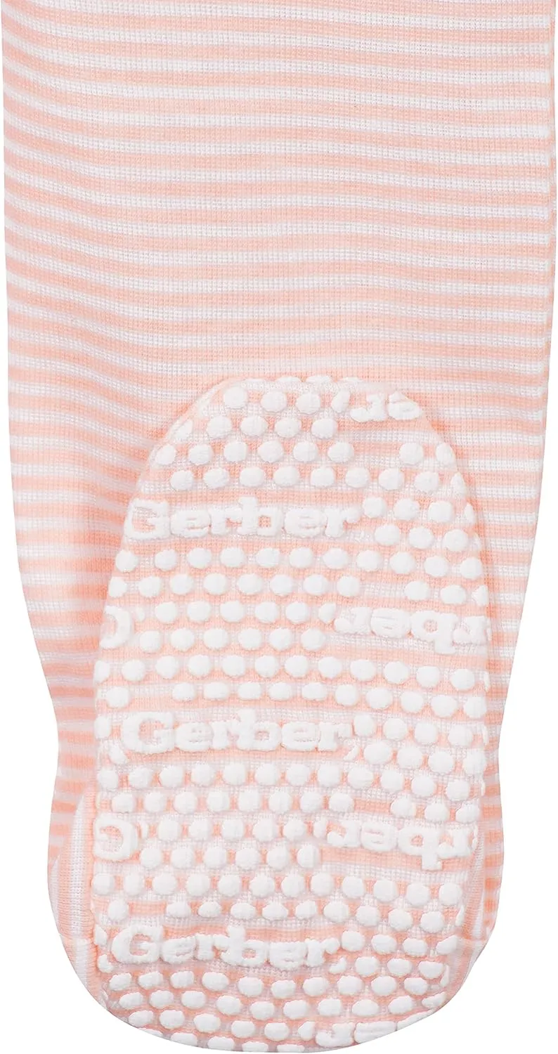 Gerber Baby Girls' 4-Pack Footed Pajamas