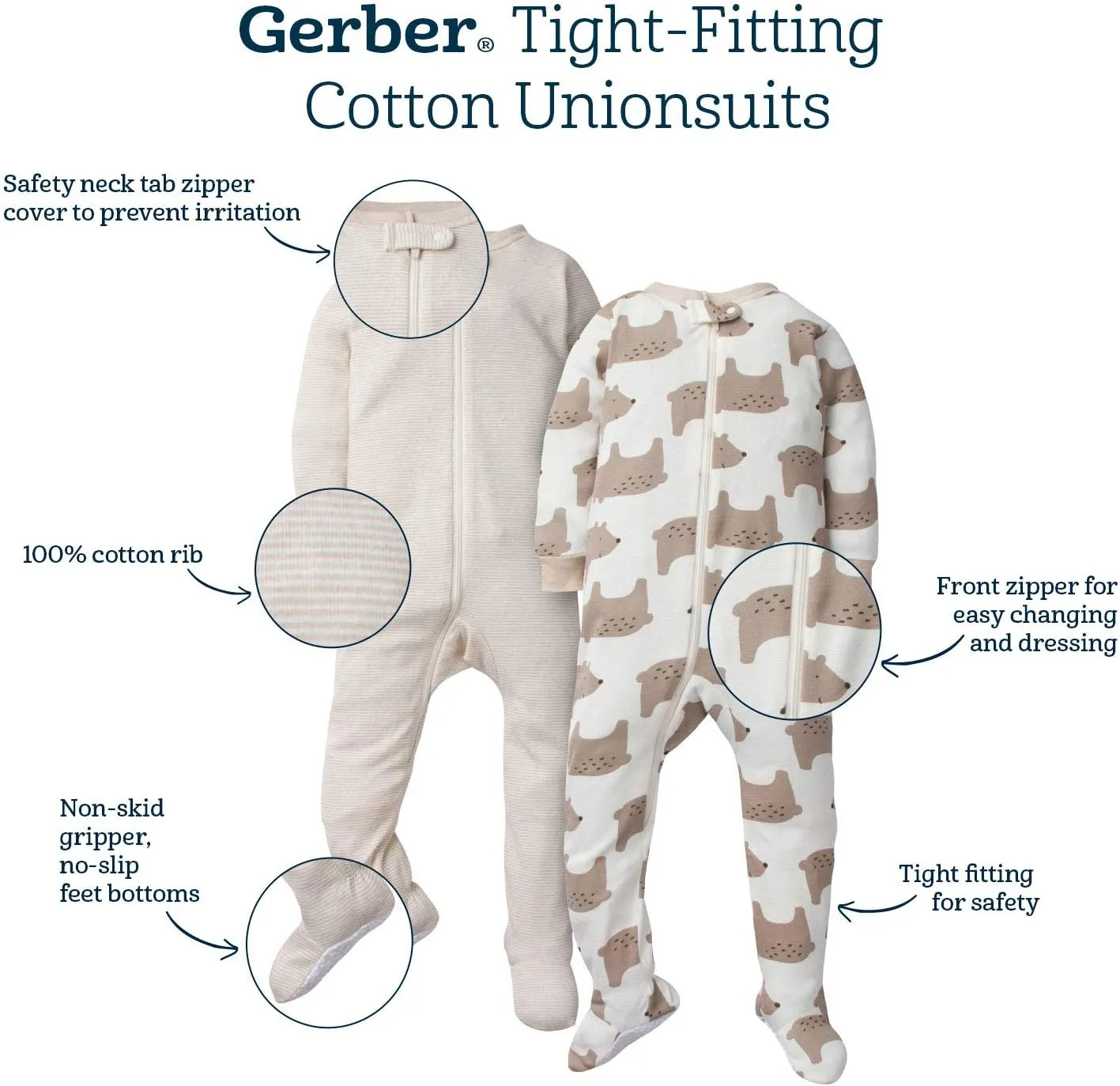 Gerber Baby Girls' 4-Pack Footed Pajamas