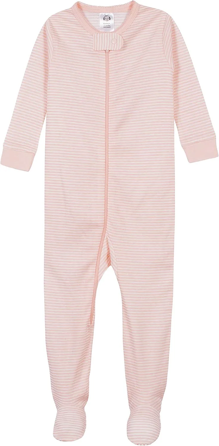 Gerber Baby Girls' 4-Pack Footed Pajamas