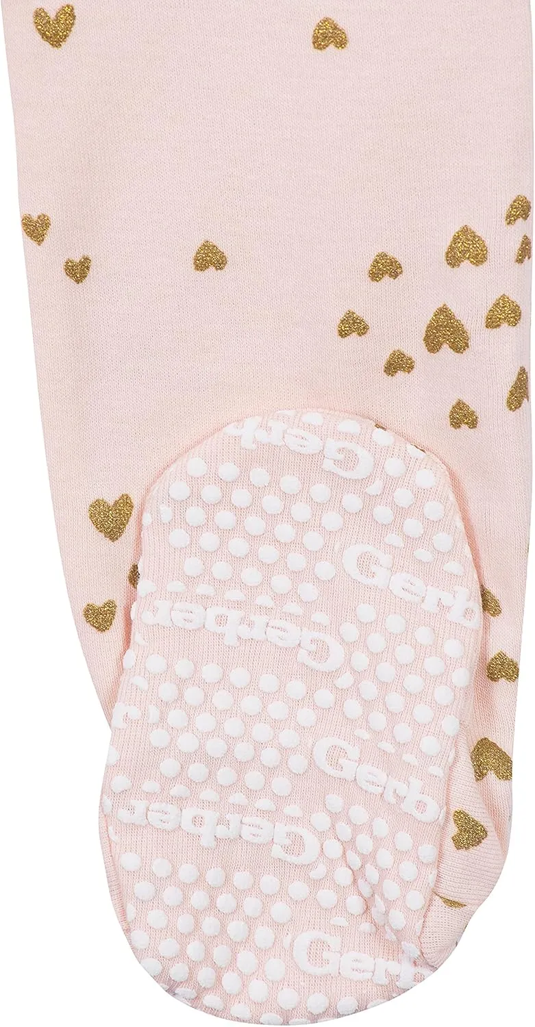 Gerber Baby Girls' 4-Pack Footed Pajamas