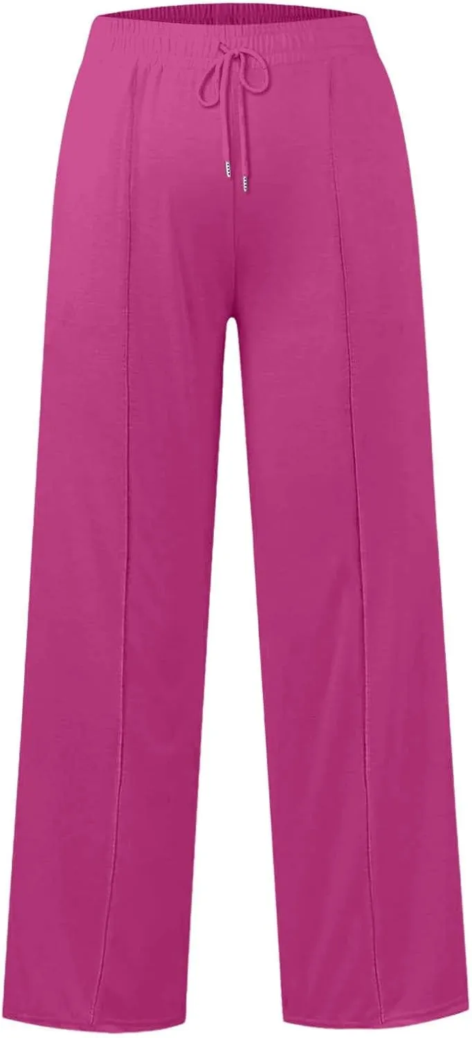 Girls High Waisted Uniform Capri Pants Kids Wide Leg Pant Trouser Drawstring Straight Clothes Cropped Baggy Trouser