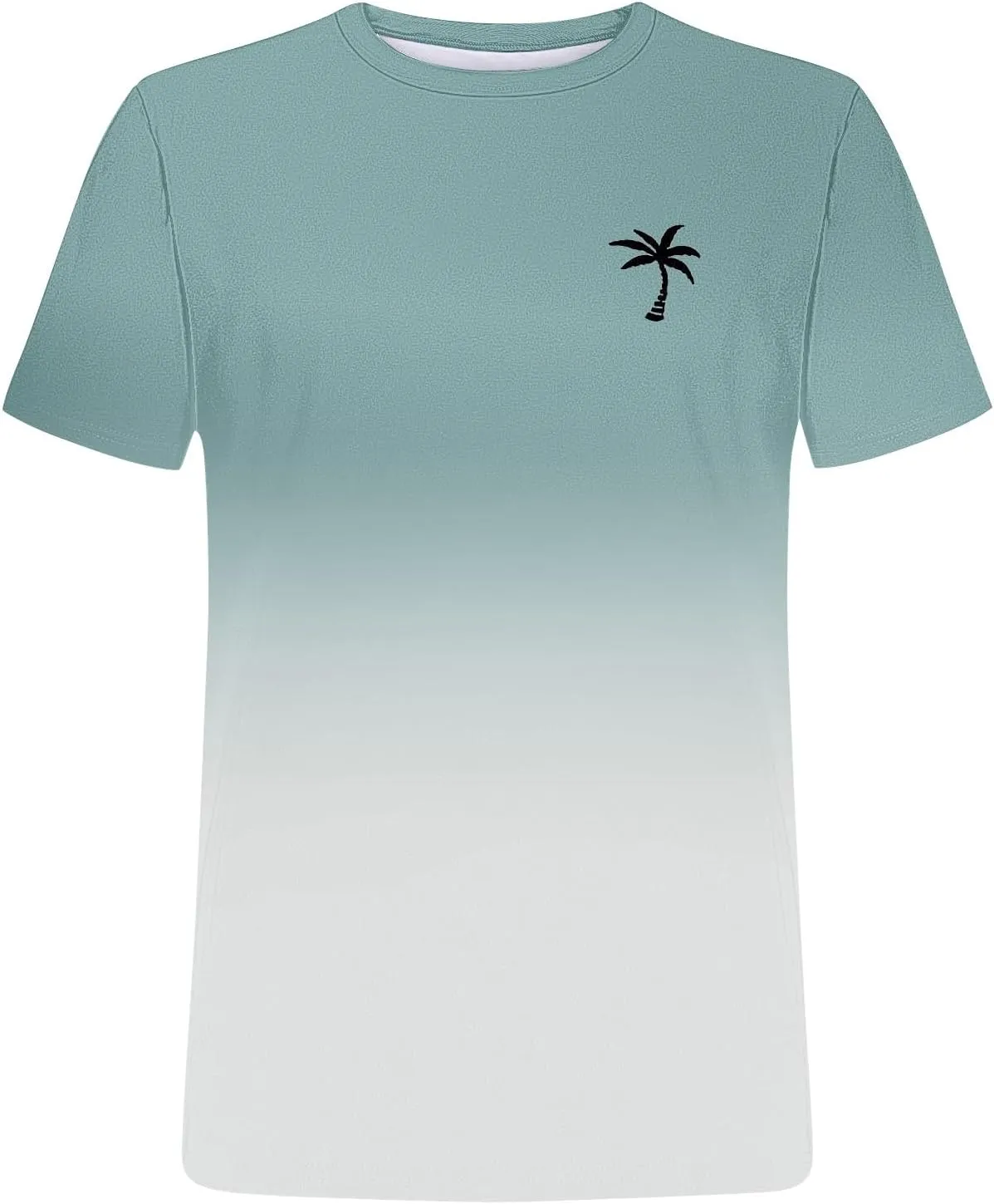 Graphic Beach Tees for Men Gradient Short Sleeve Summer Vacation T-Shirts Fashion Plam Tree Printed Streetwear Tees