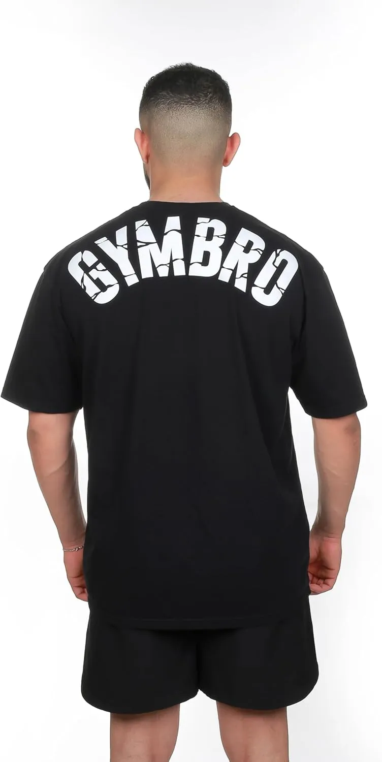 GYMBRO Oversized Gym Shirts Men 100% Cotton Drop Shoulder Workout Shirts for Men - Men’s T-Shirts with Branding