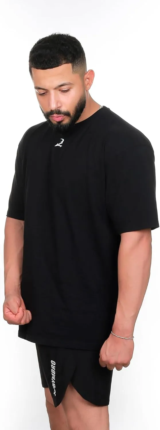 GYMBRO Oversized Gym Shirts Men 100% Cotton Drop Shoulder Workout Shirts for Men - Men’s T-Shirts with Branding