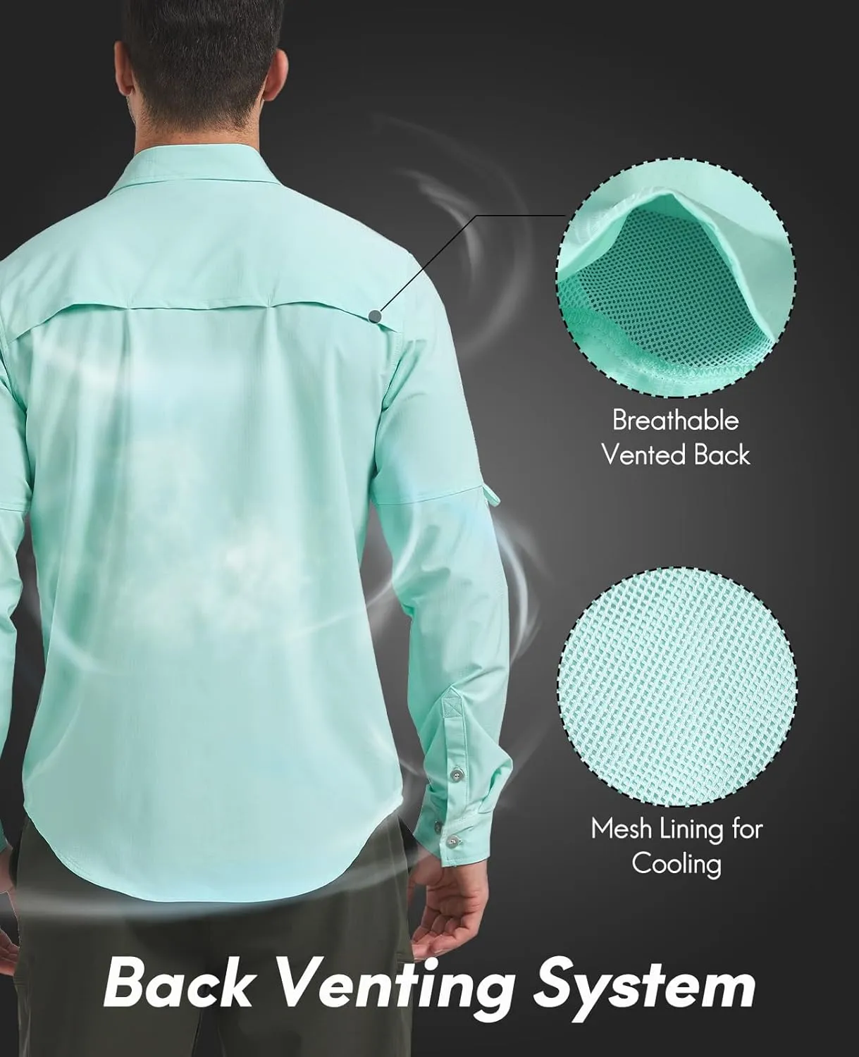 Haimont Men's UPF50  Sun Protection Fishing Shirts Hiking Travel Shirts Button Down Long Sleeve Shirts with Pockets