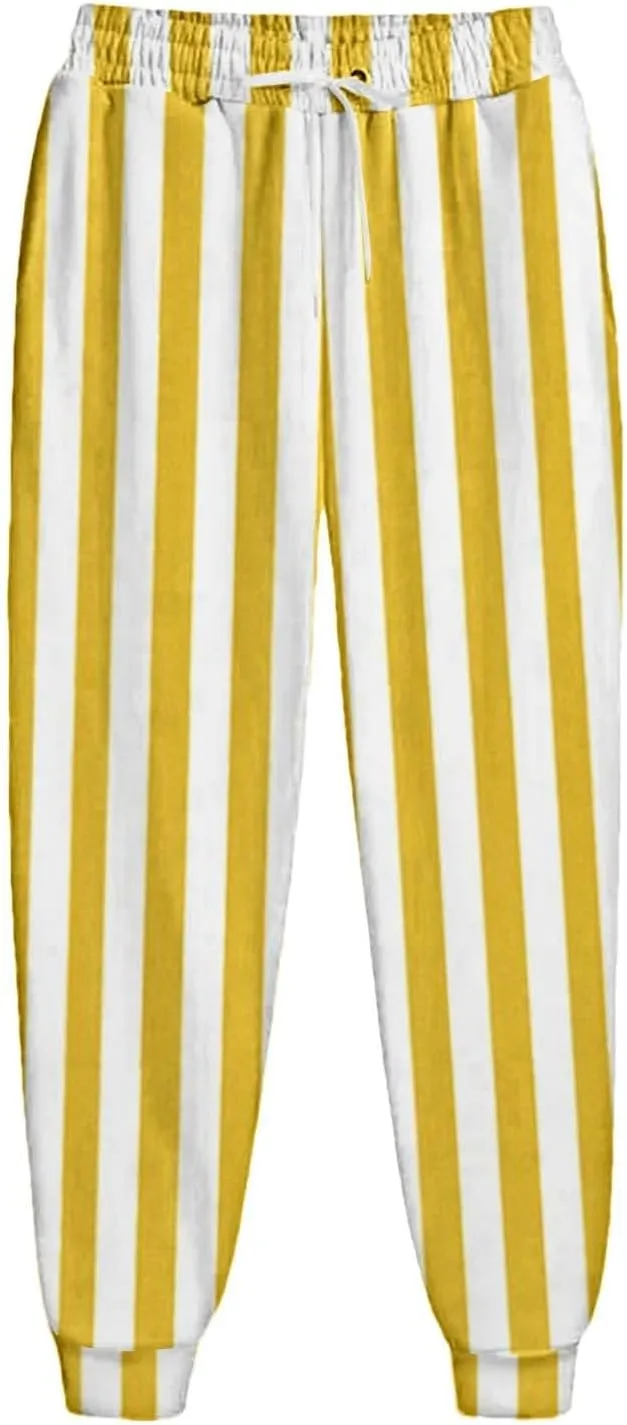 High Waisted Color Block Straight Leg Pants Printed Drawstring Baggy Trousers with Pockets Elastic Waisted Pants Women