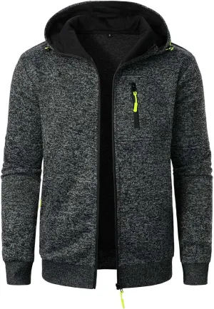 Hoodies For Men Fleece Warm Zipper Casual Sportwear Jackets Loose Open Front Long Sleeve Thin Winter Coat With Pocket