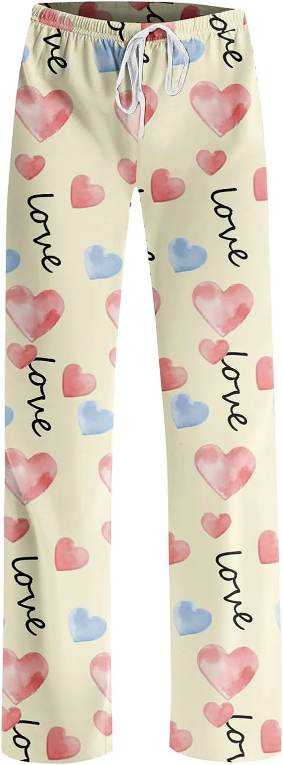 HTHLVMD Womens Pajama Pants Fashion Elastic Waist Relaxed Fit Drawstring Sleep Bottoms Pj Pants for Women