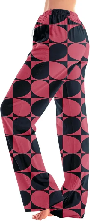 HTHLVMD Womens Pajama Pants Fashion Elastic Waist Relaxed Fit Drawstring Sleep Bottoms Pj Pants for Women