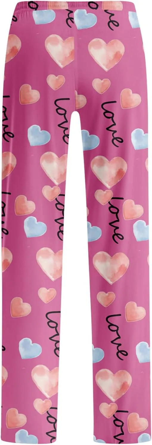 HTHLVMD Womens Pajama Pants Fashion Elastic Waist Relaxed Fit Drawstring Sleep Bottoms Pj Pants for Women