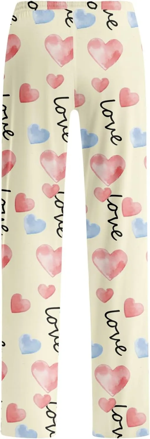HTHLVMD Womens Pajama Pants Fashion Elastic Waist Relaxed Fit Drawstring Sleep Bottoms Pj Pants for Women