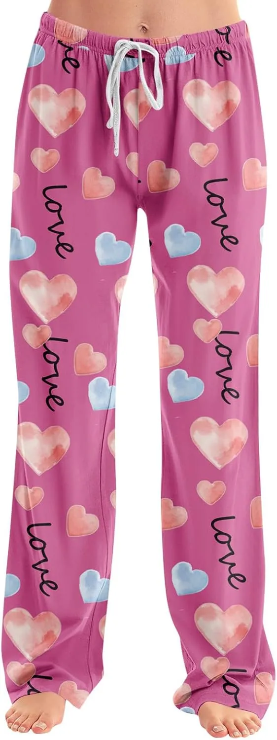 HTHLVMD Womens Pajama Pants Fashion Elastic Waist Relaxed Fit Drawstring Sleep Bottoms Pj Pants for Women