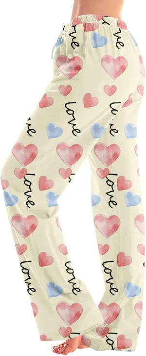 HTHLVMD Womens Pajama Pants Fashion Elastic Waist Relaxed Fit Drawstring Sleep Bottoms Pj Pants for Women