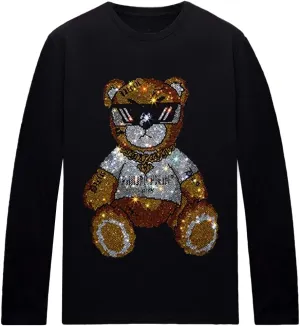 HZCX FASHION Men Womens Graphic Tees Long Sleeve T-Shirt Funny Rhinestone Shirts