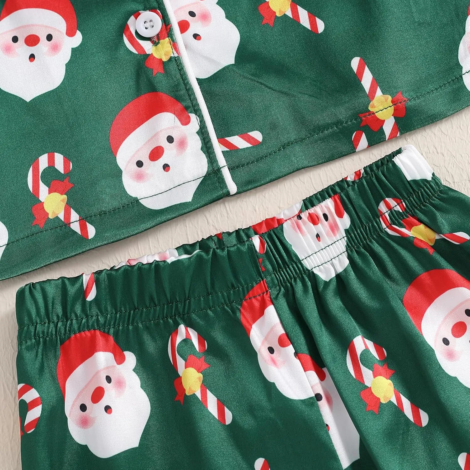 Kids Christmas Pajamas Toddler Girl Boy Cute Santa Claus Button Up Shirt Top Long Pants Loungewear Sleepwear