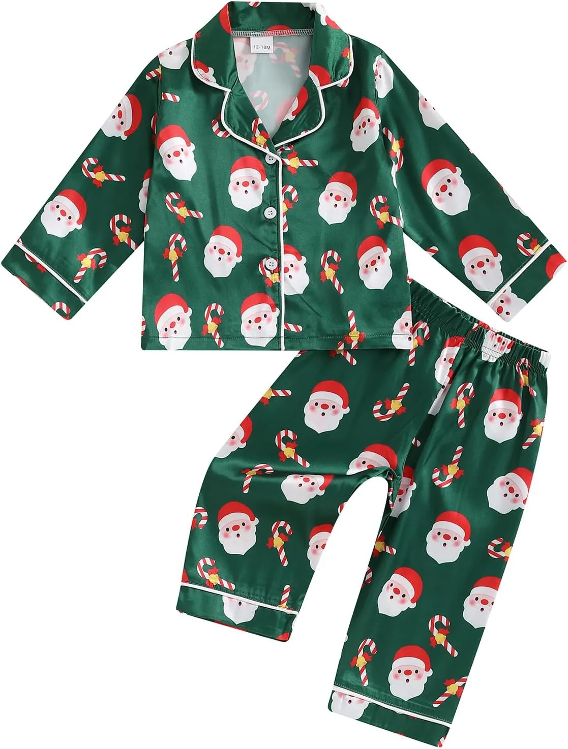 Kids Christmas Pajamas Toddler Girl Boy Cute Santa Claus Button Up Shirt Top Long Pants Loungewear Sleepwear