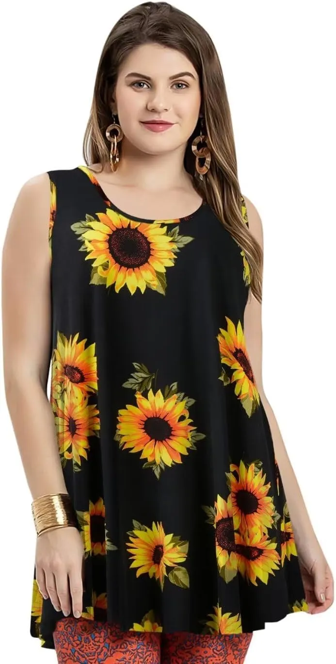 LARACE Tank Tops for Women Plus Size Sleevelss Tunic Casual Summer Clothes Swing Shirts for Leggings