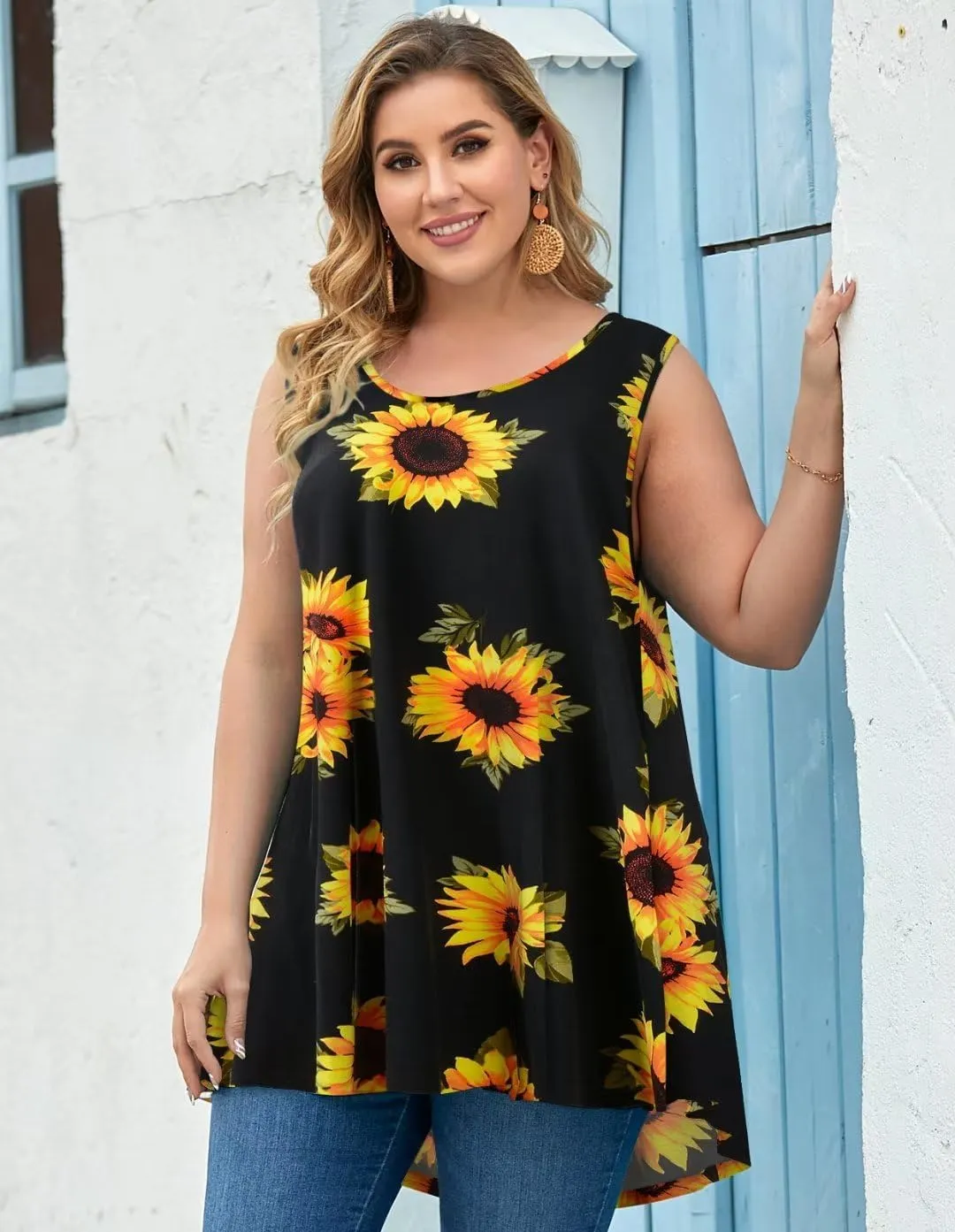 LARACE Tank Tops for Women Plus Size Sleevelss Tunic Casual Summer Clothes Swing Shirts for Leggings