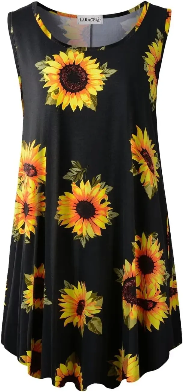 LARACE Tank Tops for Women Plus Size Sleevelss Tunic Casual Summer Clothes Swing Shirts for Leggings