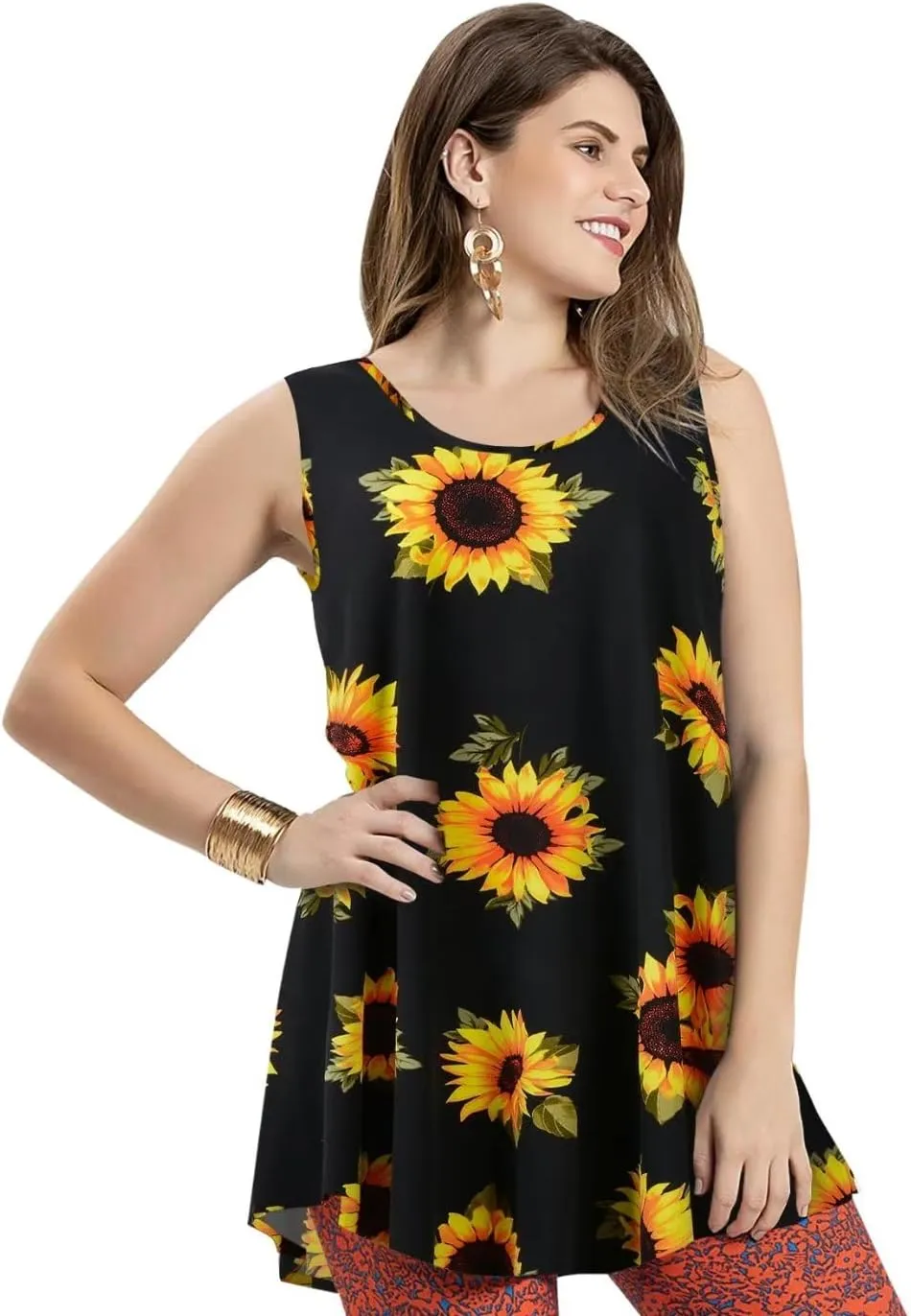 LARACE Tank Tops for Women Plus Size Sleevelss Tunic Casual Summer Clothes Swing Shirts for Leggings