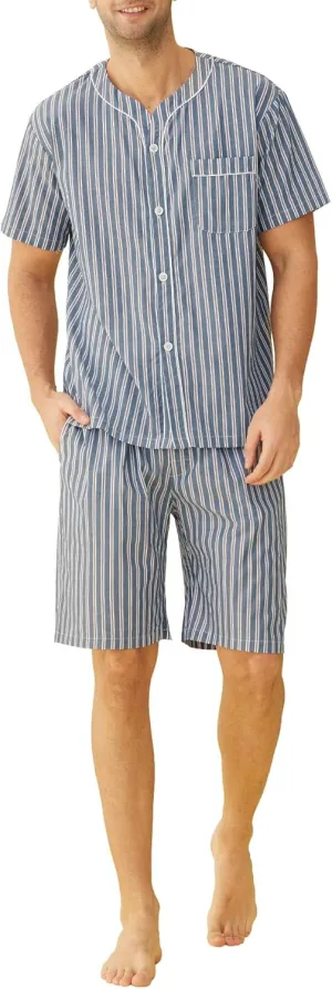 Latuza Men's Summer Cotton Pajamas Shorts Set