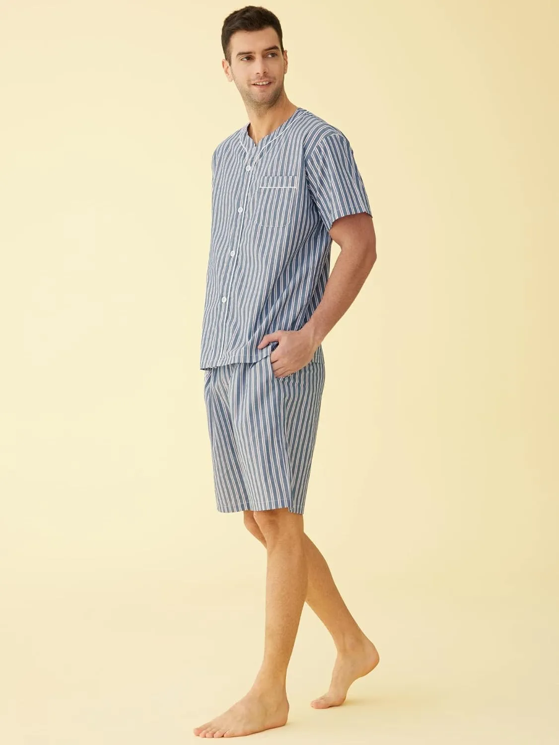 Latuza Men's Summer Cotton Pajamas Shorts Set