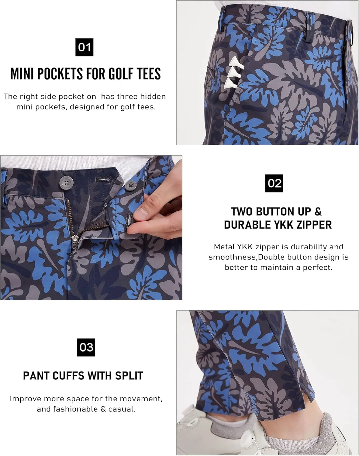 Lesmart Mens Golf Pants Stretch Slim Fit Lightweight Breathable Dry Fit Golf Pants with Pockets