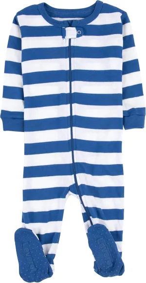 Leveret Kids Pajamas Baby Boys Girls Footed Pajamas Sleeper 100% Cotton Striped (Size 6-12 Months-5 Toddler)