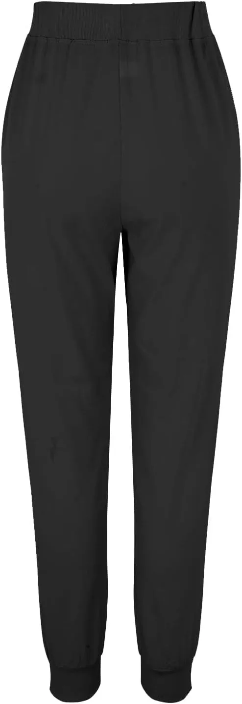 Linen Joggers for Women Tapered Ankle Pants Wide Leg Cargo Pants Drawstring Elastic Waist Casual Slacks with Pockets