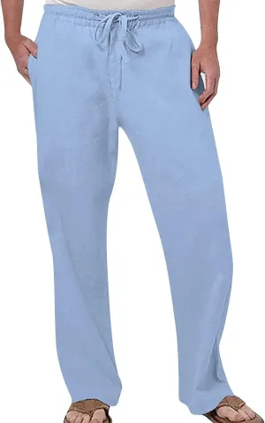Linen Pants Men Slim Fit Casual Loose Fit Stretch Slacks Big Tall Flat Front Flex Golf Straight Long Pants