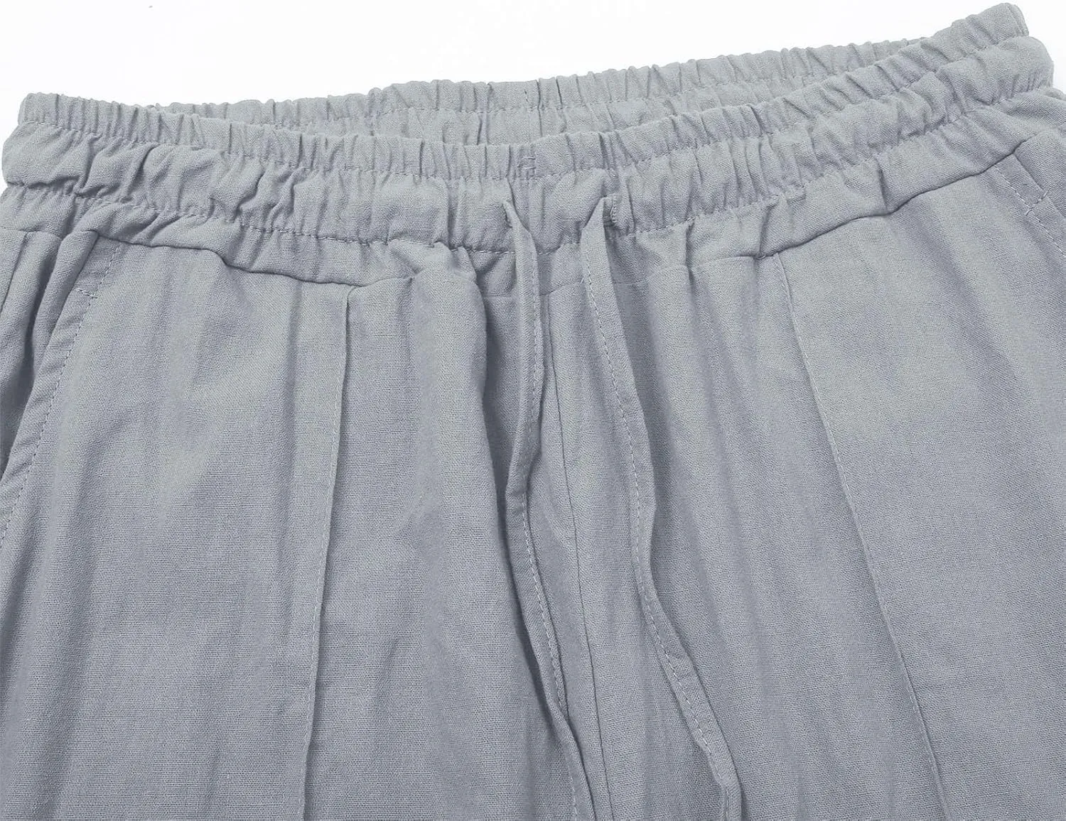 Linen Pants Women Plus Size Breathable Lightweight Cotton Straight Leg Pants Loose Fit Casual Summer Beach Trouser