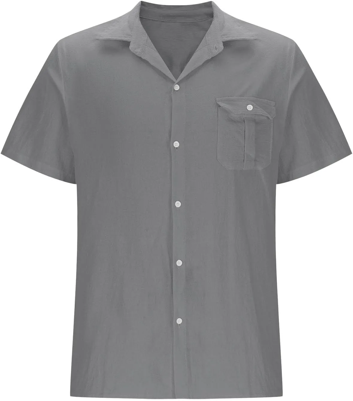 Linen Shirts for Men Mens Short Sleeve Button Down Shirts Collared Summer Beach T-Shirts Vacation Tops