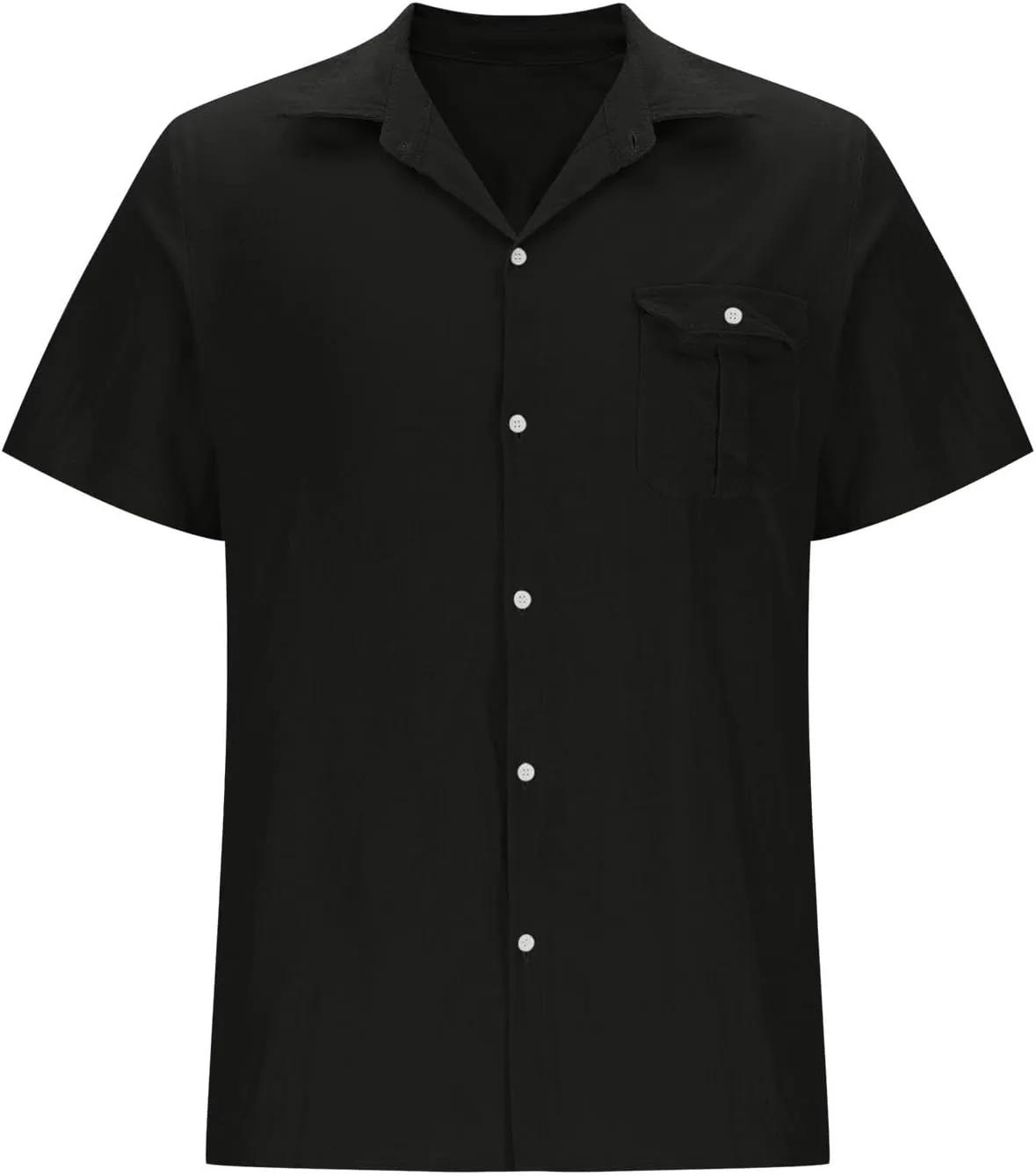 Linen Shirts for Men Mens Short Sleeve Button Down Shirts Collared Summer Beach T-Shirts Vacation Tops