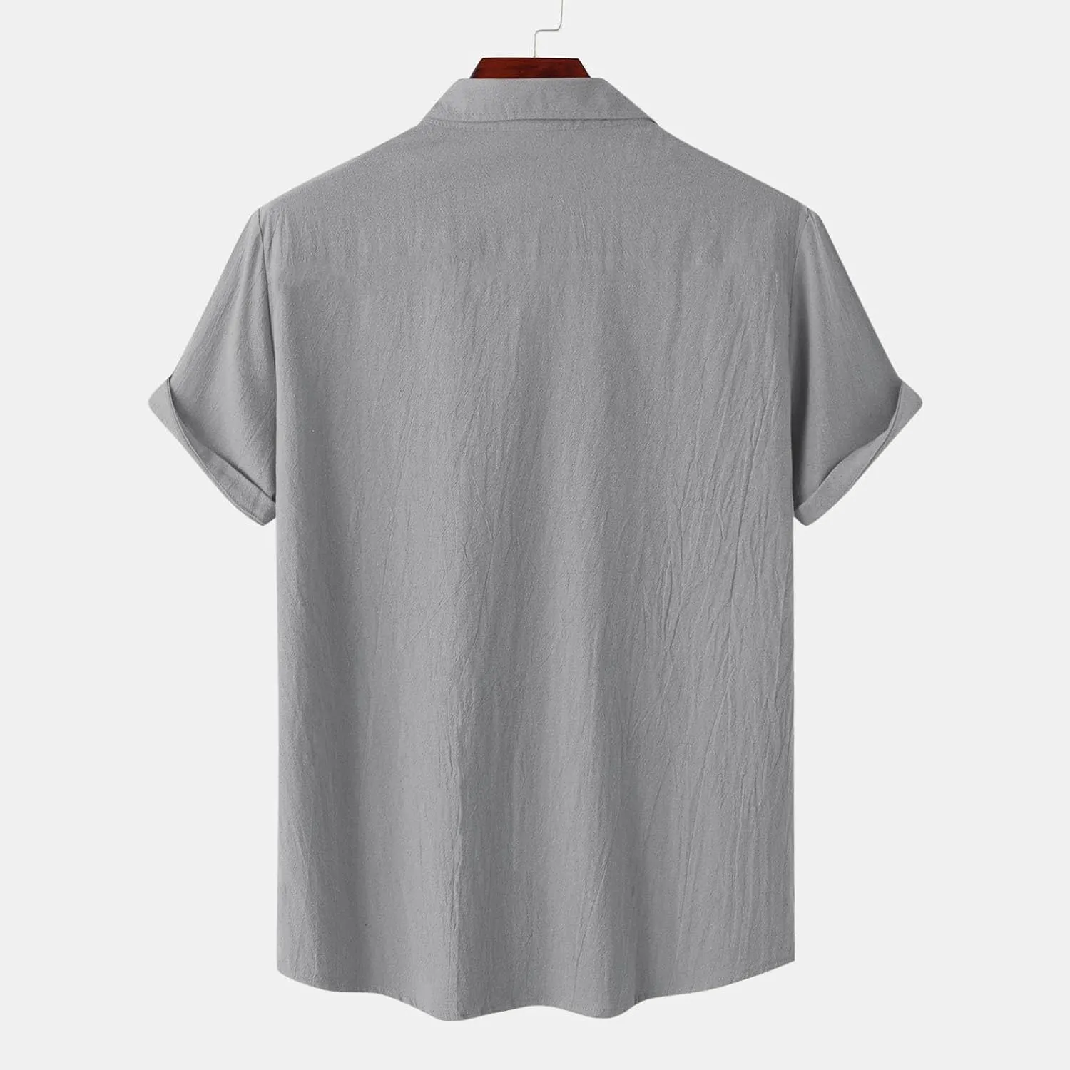 Linen Shirts for Men Mens Short Sleeve Button Down Shirts Collared Summer Beach T-Shirts Vacation Tops