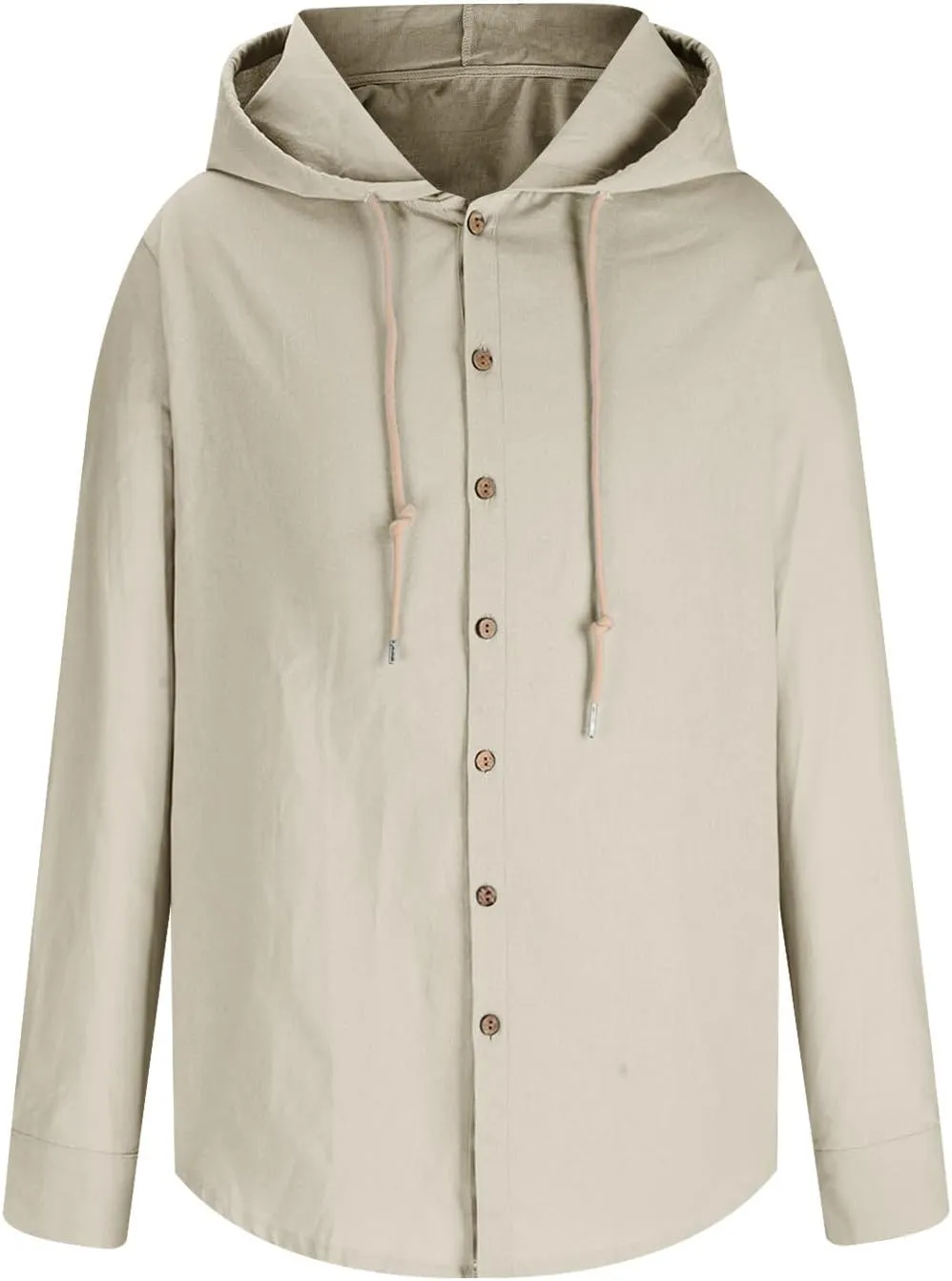Linen Shirts for Men Solid Color Guayabera Shirts with Hooded Casual Long Sleeve Sweatshirts Button Down Beach Shirts