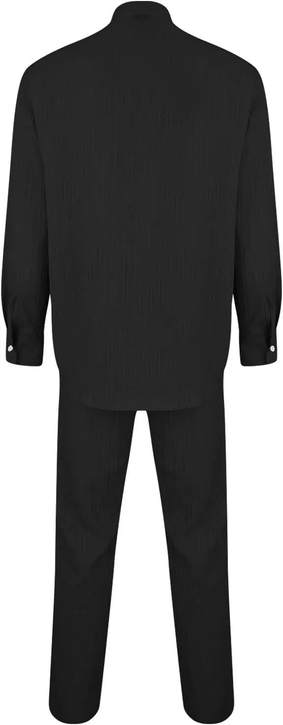 Men Casual Outfits Long Sleeve Button Shirt & Pull On Tapered Trousers Set Spring and Summer Lightweight Solid Versatile Suit